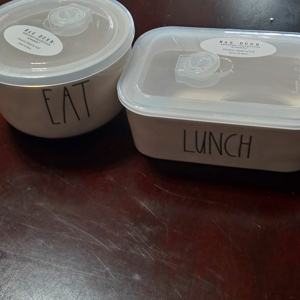 Rae dunn lunch ceramic totes- firm price